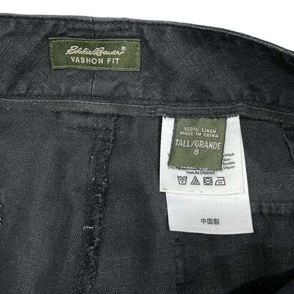 Eddie Bauer Black Vashon Fit Linen Pants 8 Tall - Picture 3 of 3